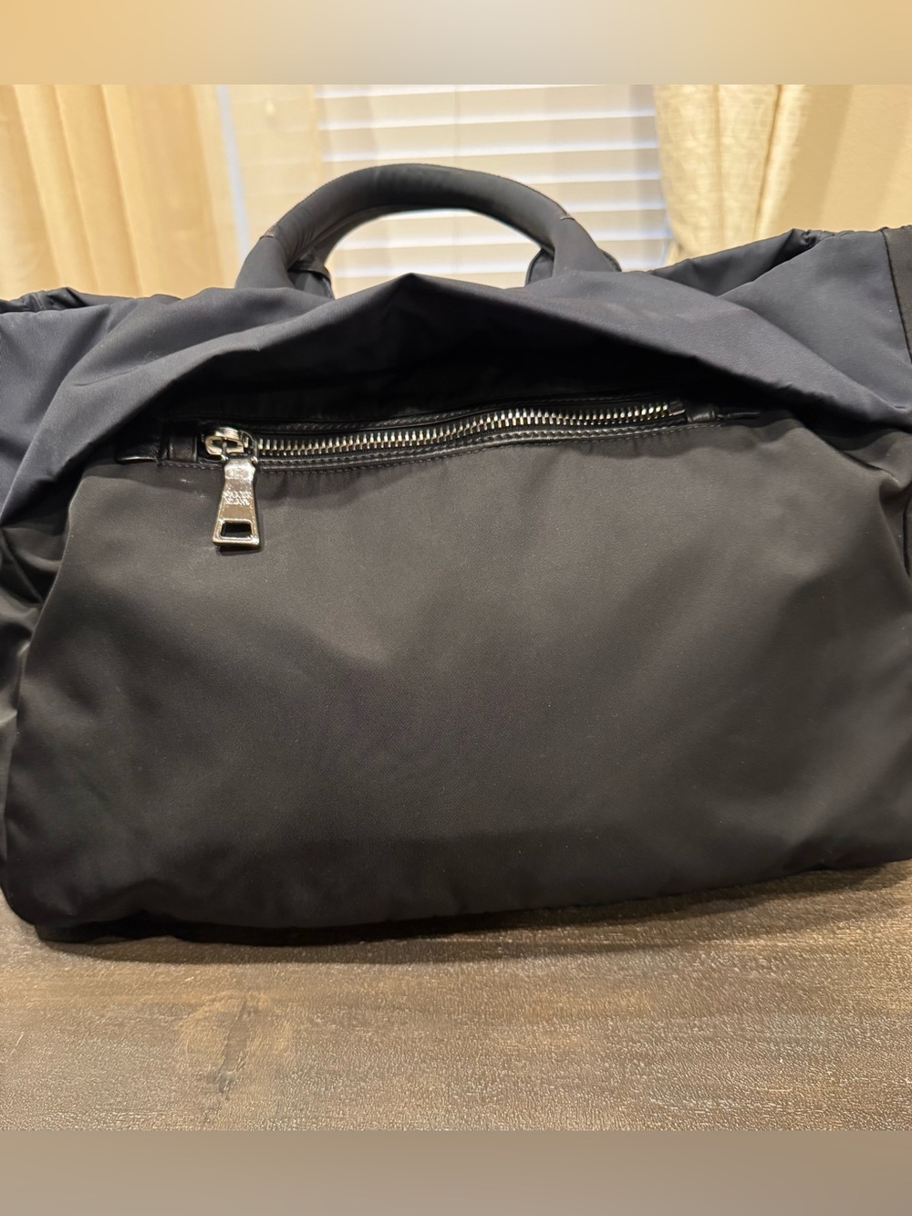 PRADA Tessuto Nylon Line - Black and Blue LGE/ X- Large Tote Handbag - Picture 2 of 14